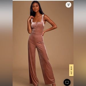 Lulus Music To My Ears Mauve Velvet Wide-Leg Jumpsuit size size medium